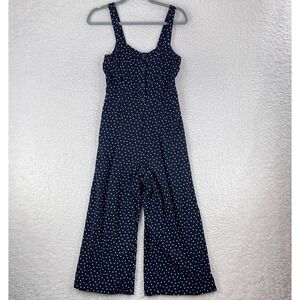 LOFT Navy Blue Polka Dot Print Jumpsuit Womens Sleeveless‎ Casual Size Small